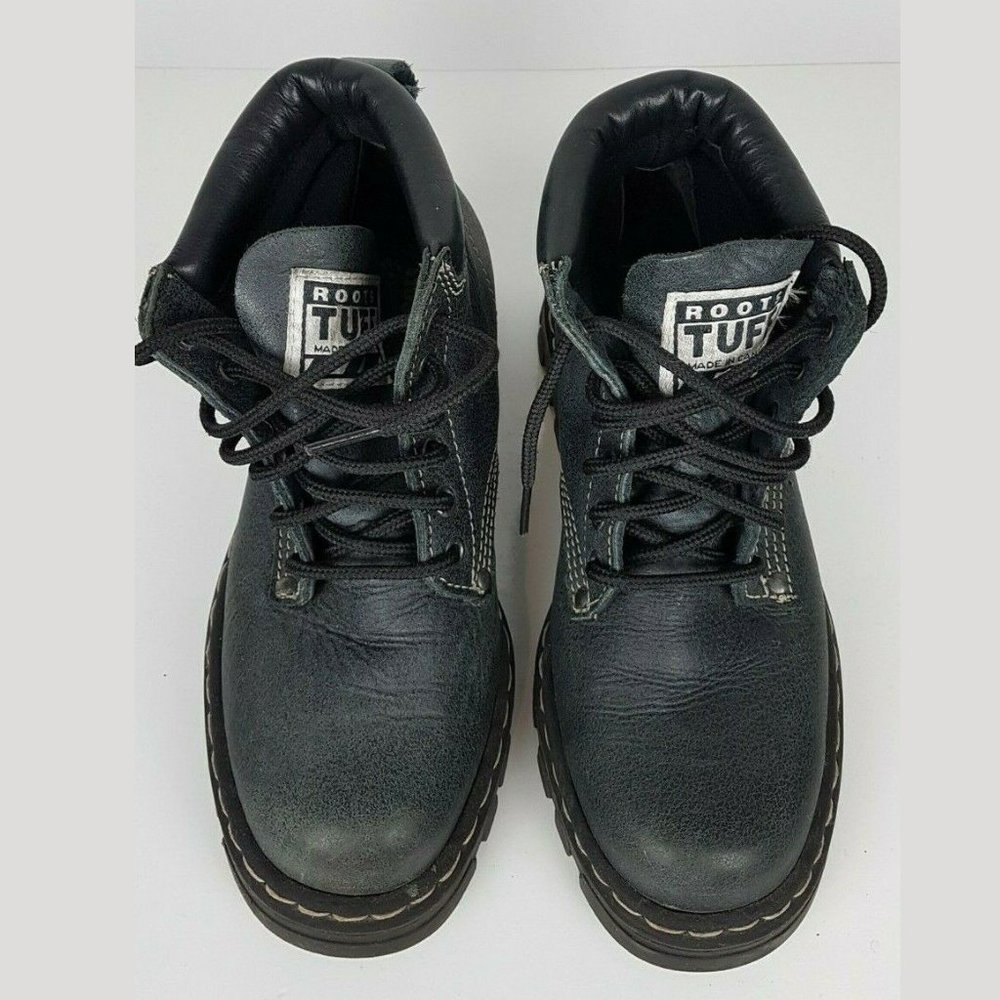 Vintage 90's Roots TUFF leather boots lug sole 7.5